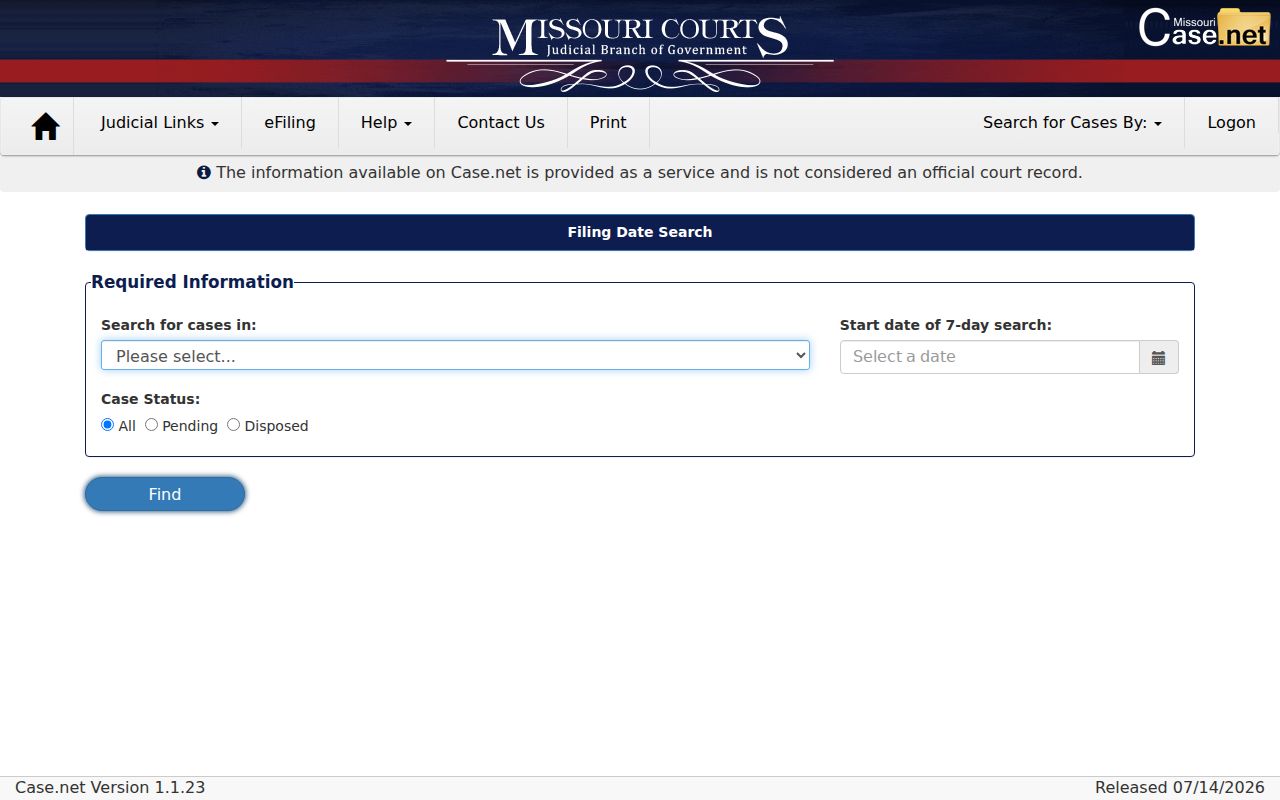 Miller County civil docket filing date search