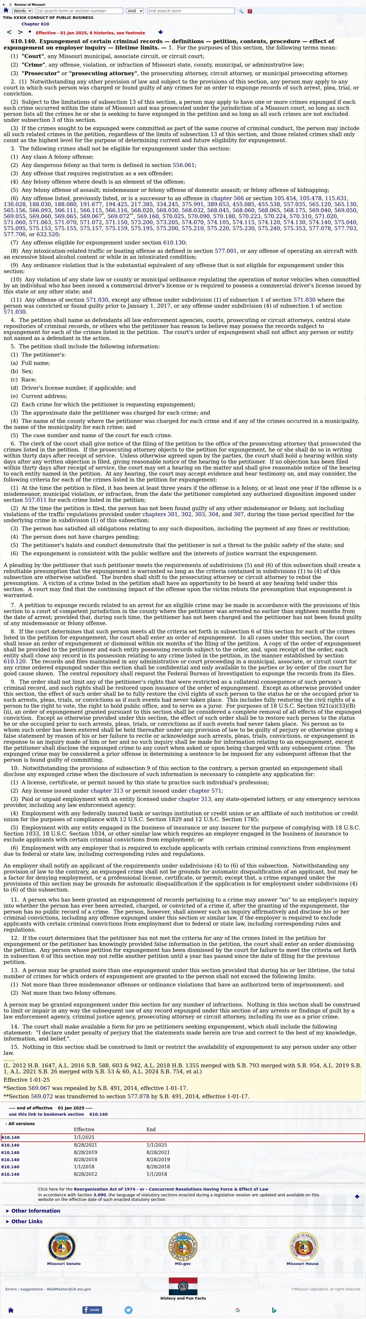 Miller County criminal docket expungement access rules