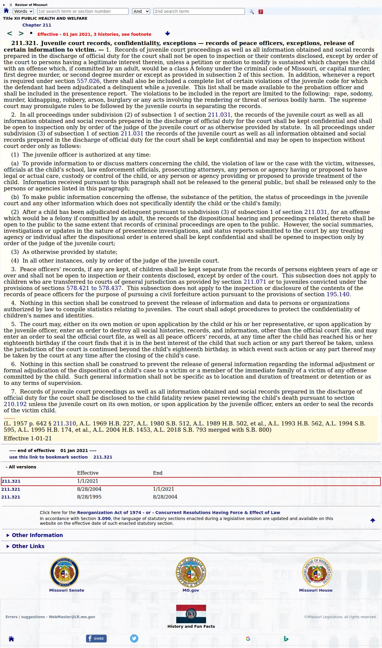 Miller County criminal docket juvenile confidentiality statute