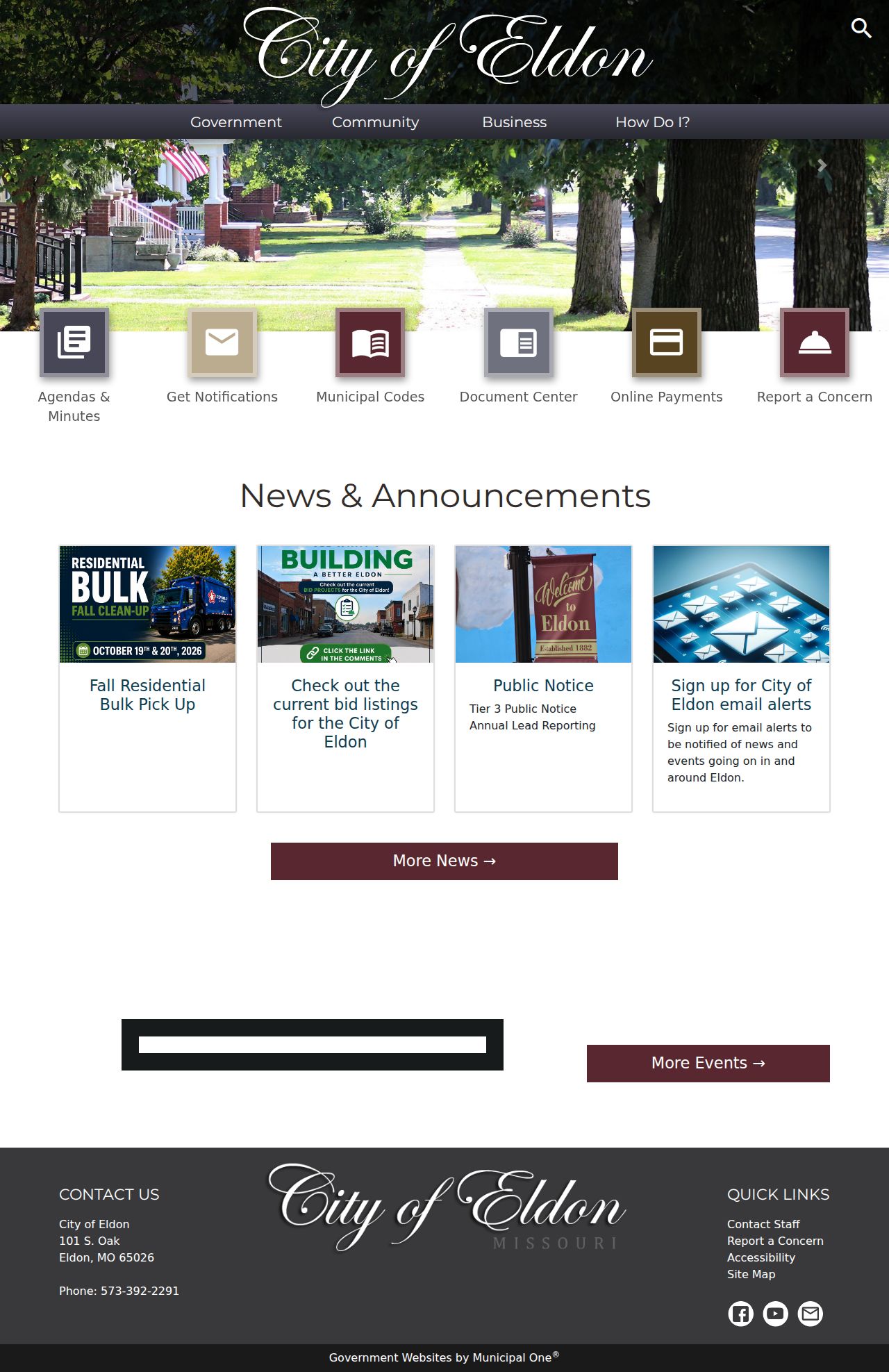 Eldon court docket city website and local records channel