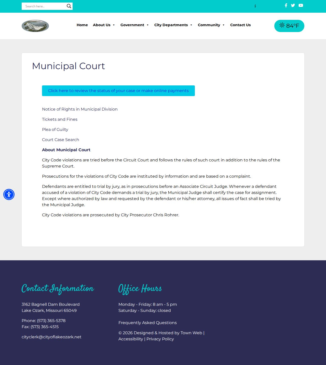 Lake Ozark court docket municipal court official page